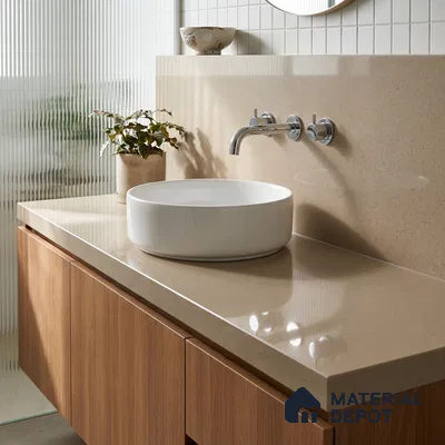 Belina Quartz QR 00305 Natural Beige Helsinki Series 10.5 ft x 5.35 ft Quartz - 20 mm | 10 Years and Replacement Warranty | Suitable for Kitchen, Restaurant, Counter Tops, Dining, Reception, office