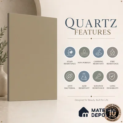 Belina Quartz QR 00305 Natural Beige Helsinki Series 10.5 ft x 5.35 ft Quartz - 20 mm | 10 Years and Replacement Warranty | Suitable for Kitchen, Restaurant, Counter Tops, Dining, Reception, office
