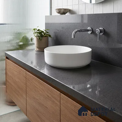 Belina Quartz QR 00306 Industrial Grey Helsinki Series 10.5 ft x 5.35 ft Quartz - 20 mm | 10 Years and Replacement Warranty | Suitable for Kitchen, Restaurant, Counter Tops, Dining, Reception, office (Sample)