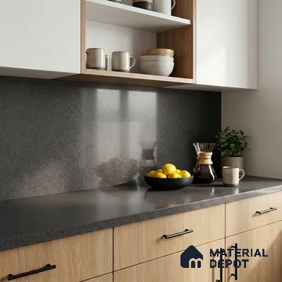Belina Quartz QR 00306 Industrial Grey Helsinki Series 10.5 ft x 5.35 ft Quartz - 20 mm | 10 Years and Replacement Warranty | Suitable for Kitchen, Restaurant, Counter Tops, Dining, Reception, office (Sample)