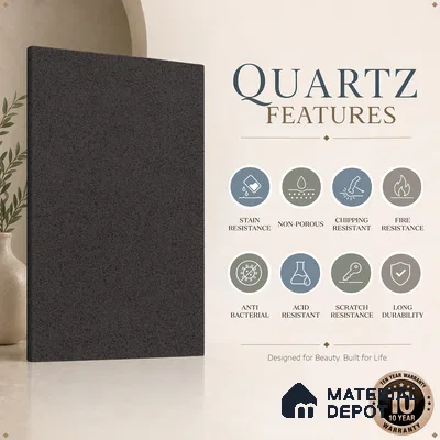 Belina Quartz QR 00306 Industrial Grey Helsinki Series 10.5 ft x 5.35 ft Quartz - 20 mm | 10 Years and Replacement Warranty | Suitable for Kitchen, Restaurant, Counter Tops, Dining, Reception, office (Sample)