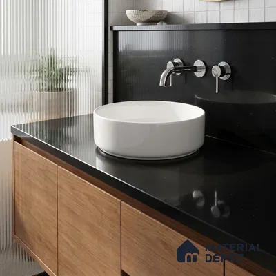 Belina Quartz QR 00307 Eclipse Black Helsinki Series 10.5 ft x 5.35 ft Quartz - 20 mm | 10 Years and Replacement Warranty | Suitable for Kitchen, Restaurant, Counter Tops, Dining, Reception, office