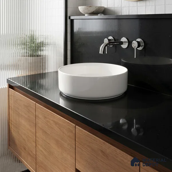 Belina Quartz QR 00307 Eclipse Black Helsinki Series 10.5 ft x 5.35 ft Quartz - 20 mm | 10 Years and Replacement Warranty | Suitable for Kitchen, Restaurant, Counter Tops, Dining, Reception, office