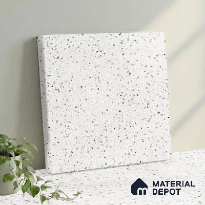 Belina Quartz QR 00309 B White Celestia Helsinki Series 10.5 ft x 2.79 ft Quartz - 20 mm | 10 Years and Replacement Warranty | Suitable for Kitchen, Restaurant, Counter Tops, Dining, Reception, office