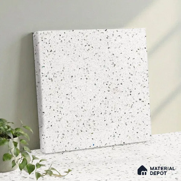 Belina Quartz QR 00309 White Celestia Helsinki Series 10.5 ft x 5.35 ft Quartz - 20 mm | 10 Years and Replacement Warranty | Suitable for Kitchen, Restaurant, Counter Tops, Dining, Reception, office
