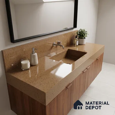 Belina Quartz QR 00310 Beige Celestia Helsinki Series 10.5 ft x 5.35 ft Quartz - 20 mm | 10 Years and Replacement Warranty | Suitable for Kitchen, Restaurant, Counter Tops, Dining, Reception, office