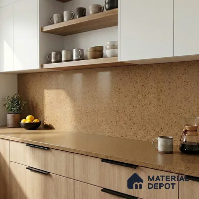 Belina Quartz QR 00310 Beige Celestia Helsinki Series 10.5 ft x 5.35 ft Quartz - 20 mm | 10 Years and Replacement Warranty | Suitable for Kitchen, Restaurant, Counter Tops, Dining, Reception, office