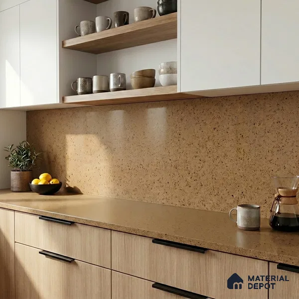 Belina Quartz QR 00310 Beige Celestia Helsinki Series 10.5 ft x 5.35 ft Quartz - 20 mm | 10 Years and Replacement Warranty | Suitable for Kitchen, Restaurant, Counter Tops, Dining, Reception, office