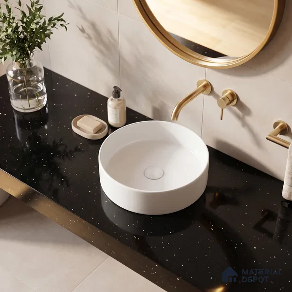 Belina Quartz QR 00311 Black Nova Helsinki Series 10.5 ft x 5.35 ft Quartz - 20 mm | 10 Years and Replacement Warranty | Suitable for Kitchen, Restaurant, Counter Tops, Dining, Reception, office