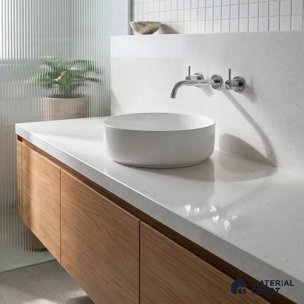 Belina Quartz QR 00314 Snow Shimmer Helsinki Series 10.5 ft x 5.35 ft Quartz - 20 mm | 10 Years and Replacement Warranty | Suitable for Kitchen, Restaurant, Counter Tops, Dining, Reception, office