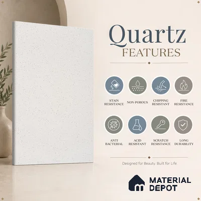 Belina Quartz QR 00315 C White Dunes Helsinki Series 10.5 ft x 2.66 ft Quartz - 20 mm | 10 Years and Replacement Warranty | Suitable for Kitchen, Restaurant, Counter Tops, Dining, Reception, office