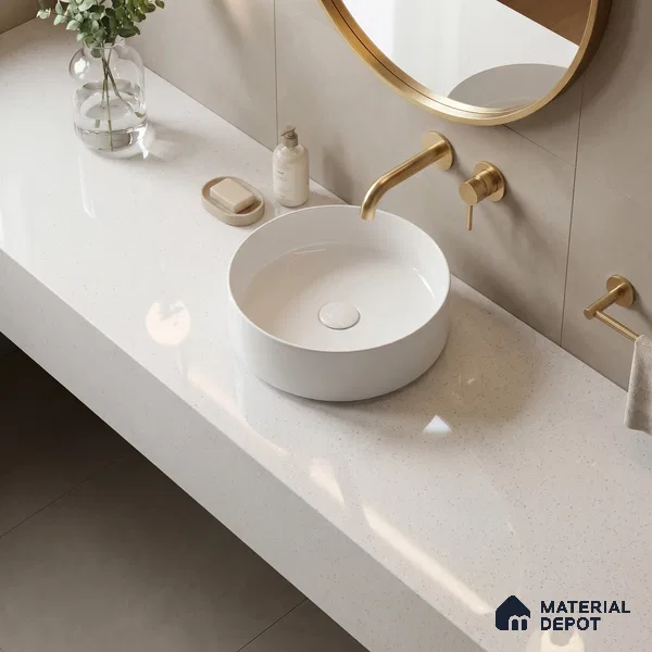 Belina Quartz QR 00315 White Dunes Helsinki Series 10.5 ft x 5.35 ft Quartz - 20 mm | 10 Years and Replacement Warranty | Suitable for Kitchen, Restaurant, Counter Tops, Dining, Reception, office