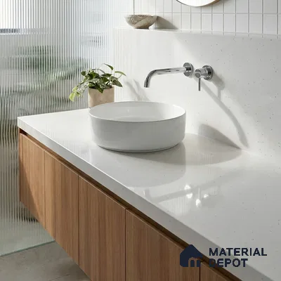 Belina Quartz QR 00316 Winter Snowfall Helsinki Series 10.5 ft x 5.35 ft Quartz - 20 mm | 10 Years and Replacement Warranty | Suitable for Kitchen, Restaurant, Counter Tops, Dining, Reception, office
