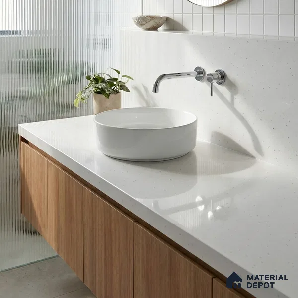 Belina Quartz QR 00316 Winter Snowfall Helsinki Series 10.5 ft x 5.35 ft Quartz - 20 mm | 10 Years and Replacement Warranty | Suitable for Kitchen, Restaurant, Counter Tops, Dining, Reception, office