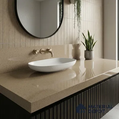 Belina Quartz QR 00317 Cream Glacier Helsinki Series 10.5 ft x 5.35 ft Quartz - 20 mm | 10 Years and Replacement Warranty | Suitable for Kitchen, Restaurant, Counter Tops, Dining, Reception, office