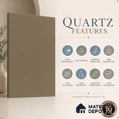 Belina Quartz QR 00317 Cream Glacier Helsinki Series 10.5 ft x 5.35 ft Quartz - 20 mm | 10 Years and Replacement Warranty | Suitable for Kitchen, Restaurant, Counter Tops, Dining, Reception, office