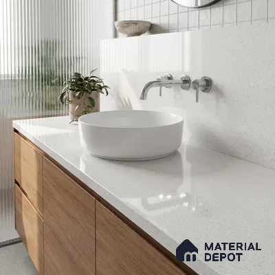 Belina Quartz QR 00318 Soft Wool Texture Helsinki Series 10.5 ft x 5.35 ft Quartz - 20 mm | 10 Years and Replacement Warranty | Suitable for Kitchen, Restaurant, Counter Tops, Dining, Reception, office