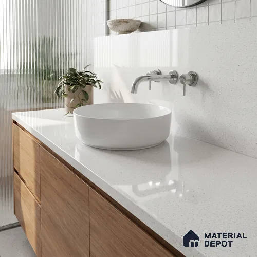 Belina Quartz QR 00318 Soft Wool Texture Helsinki Series 10.5 ft x 5.35 ft Quartz - 20 mm | 10 Years and Replacement Warranty | Suitable for Kitchen, Restaurant, Counter Tops, Dining, Reception, office
