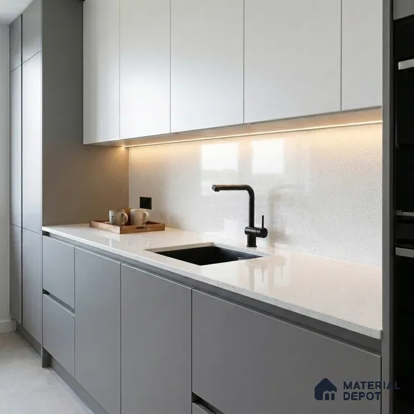 Belina Quartz QR 00318 Soft Wool Texture Helsinki Series 10.5 ft x 5.35 ft Quartz - 20 mm | 10 Years and Replacement Warranty | Suitable for Kitchen, Restaurant, Counter Tops, Dining, Reception, office