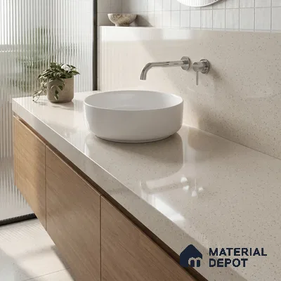 Belina Quartz QR 00319 B Frosted Ice Helsinki Series 10.5 ft x 4.82 ft Quartz - 20 mm | 10 Years and Replacement Warranty | Suitable for Kitchen, Restaurant, Counter Tops, Dining, Reception, office