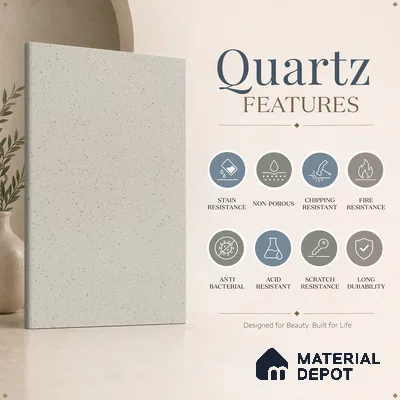 Belina Quartz QR 00319 B Frosted Ice Helsinki Series 10.5 ft x 4.82 ft Quartz - 20 mm | 10 Years and Replacement Warranty | Suitable for Kitchen, Restaurant, Counter Tops, Dining, Reception, office