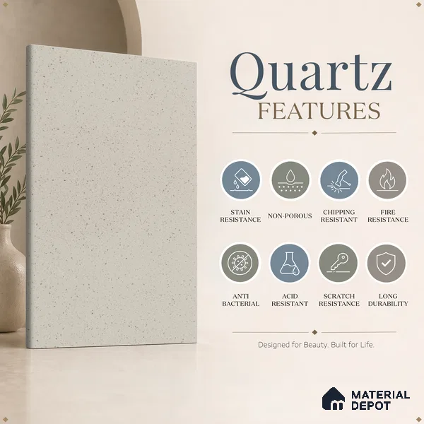 Belina Quartz QR 00319 B Frosted Ice Helsinki Series 10.5 ft x 4.82 ft Quartz - 20 mm | 10 Years and Replacement Warranty | Suitable for Kitchen, Restaurant, Counter Tops, Dining, Reception, office