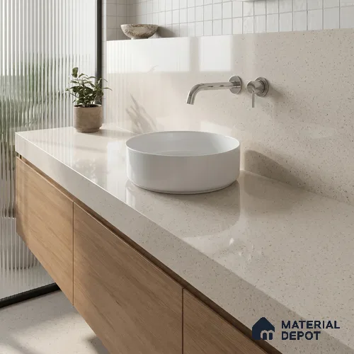 Belina Quartz QR 00319 Frosted Ice Helsinki Series 10.5 ft x 5.35 ft Quartz - 20 mm | 10 Years and Replacement Warranty | Suitable for Kitchen, Restaurant, Counter Tops, Dining, Reception, office
