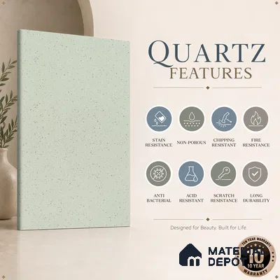 Belina Quartz QR 00319 Frosted Ice Helsinki Series 10.5 ft x 5.35 ft Quartz - 20 mm | 10 Years and Replacement Warranty | Suitable for Kitchen, Restaurant, Counter Tops, Dining, Reception, office