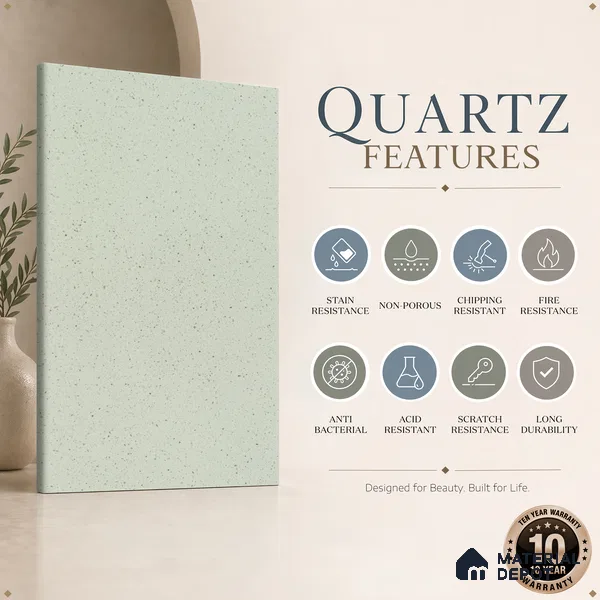 Belina Quartz QR 00319 Frosted Ice Helsinki Series 10.5 ft x 5.35 ft Quartz - 20 mm | 10 Years and Replacement Warranty | Suitable for Kitchen, Restaurant, Counter Tops, Dining, Reception, office