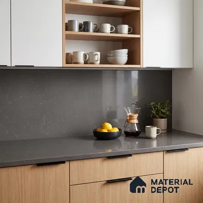 Belina Quartz QR 00320 Carrara Cloud Grey Helsinki Series 10.5 ft x 5.35 ft Quartz - 20 mm | 10 Years and Replacement Warranty | Suitable for Kitchen, Restaurant, Counter Tops, Dining, Reception, office