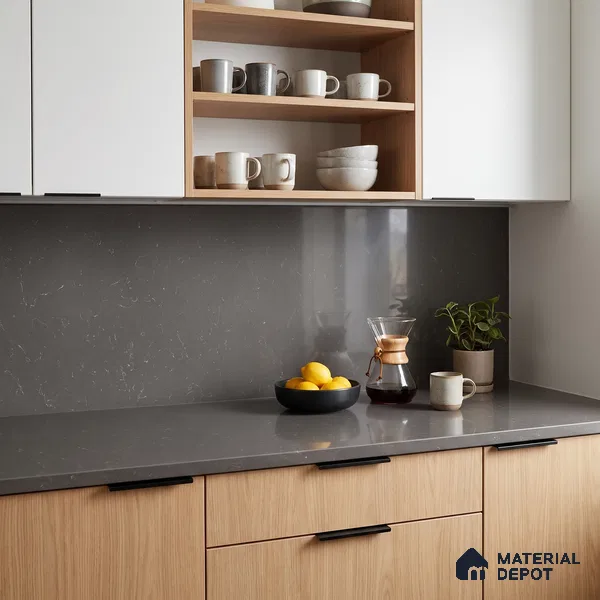 Belina Quartz QR 00320 Carrara Cloud Grey Helsinki Series 10.5 ft x 5.35 ft Quartz - 20 mm | 10 Years and Replacement Warranty | Suitable for Kitchen, Restaurant, Counter Tops, Dining, Reception, office