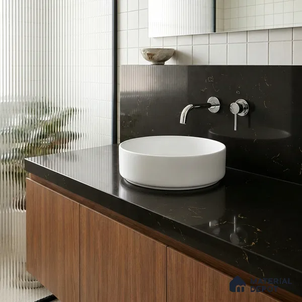Belina Quartz QR 00321 B Carrara Golden Glow Helsinki Series 10.5 ft x 4.82 ft Quartz - 20 mm | 10 Years and Replacement Warranty | Suitable for Kitchen, Restaurant, Counter Tops, Dining, Reception, office