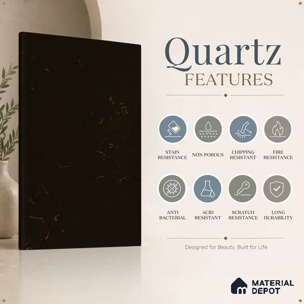 Belina Quartz QR 00321 B Carrara Golden Glow Helsinki Series 10.5 ft x 4.82 ft Quartz - 20 mm | 10 Years and Replacement Warranty | Suitable for Kitchen, Restaurant, Counter Tops, Dining, Reception, office