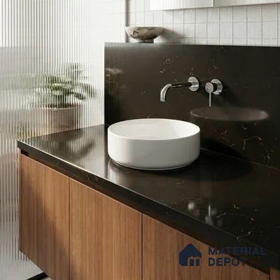 Belina Quartz QR 00321 Carrara Golden Glow Helsinki Series 10.5 ft x 5.35 ft Quartz - 20 mm | 10 Years and Replacement Warranty | Suitable for Kitchen, Restaurant, Counter Tops, Dining, Reception, office