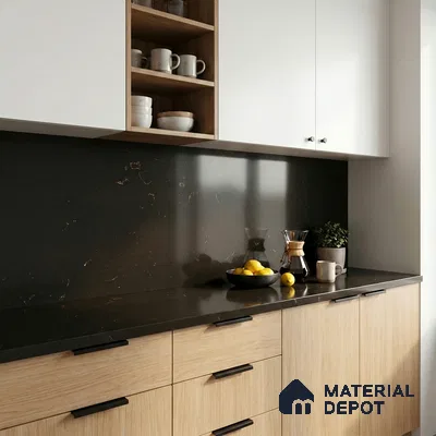 Belina Quartz QR 00321 Carrara Golden Glow Helsinki Series 10.5 ft x 5.35 ft Quartz - 20 mm | 10 Years and Replacement Warranty | Suitable for Kitchen, Restaurant, Counter Tops, Dining, Reception, office