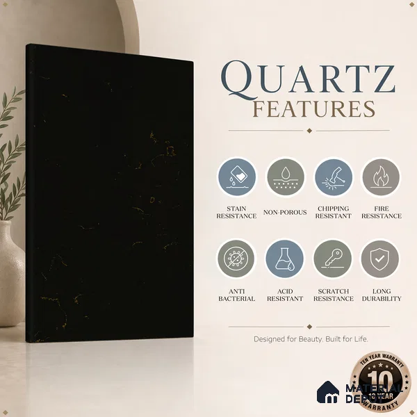 Belina Quartz QR 00321 Carrara Golden Glow Helsinki Series 10.5 ft x 5.35 ft Quartz - 20 mm | 10 Years and Replacement Warranty | Suitable for Kitchen, Restaurant, Counter Tops, Dining, Reception, office
