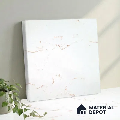 Belina Quartz QR 00322 Carrara Gold Aura Helsinki Series 10.5 ft x 5.35 ft Quartz - 20 mm | 10 Years and Replacement Warranty | Suitable for Kitchen, Restaurant, Counter Tops, Dining, Reception, office