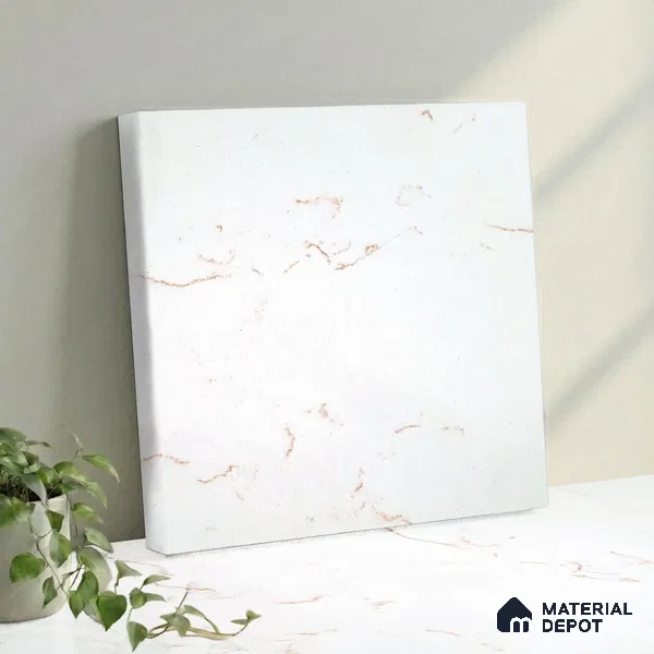 Belina Quartz QR 00322 Carrara Gold Aura Helsinki Series 10.5 ft x 5.35 ft Quartz - 20 mm | 10 Years and Replacement Warranty | Suitable for Kitchen, Restaurant, Counter Tops, Dining, Reception, office