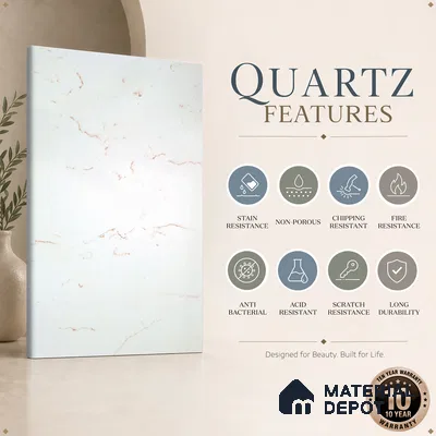 Belina Quartz QR 00322 Carrara Gold Aura Helsinki Series 10.5 ft x 5.35 ft Quartz - 20 mm | 10 Years and Replacement Warranty | Suitable for Kitchen, Restaurant, Counter Tops, Dining, Reception, office