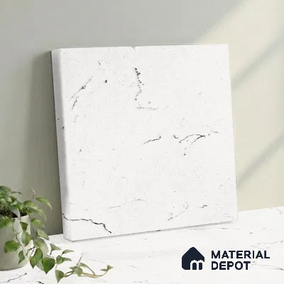 Belina Quartz QR 00323 Carrara Lucento Helsinki Series 10.5 ft x 5.35 ft Quartz - 20 mm | 10 Years and Replacement Warranty | Suitable for Kitchen, Restaurant, Counter Tops, Dining, Reception, office