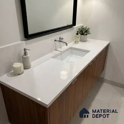 Belina Quartz QR 00324 C Ivory White Helsinki Series 10.5 ft x 4.82 ft Quartz - 20 mm | 10 Years and Replacement Warranty | Suitable for Kitchen, Restaurant, Counter Tops, Dining, Reception, office