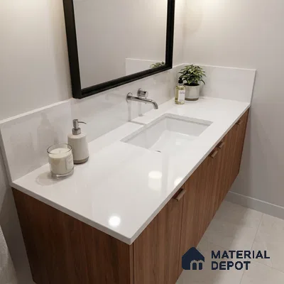 Belina Quartz QR 00324 Ivory White Helsinki Series 10.5 ft x 5.35 ft Quartz - 20 mm | 10 Years and Replacement Warranty | Suitable for Kitchen, Restaurant, Counter Tops, Dining, Reception, office
