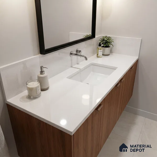 Belina Quartz QR 00324 Ivory White Helsinki Series 10.5 ft x 5.35 ft Quartz - 20 mm | 10 Years and Replacement Warranty | Suitable for Kitchen, Restaurant, Counter Tops, Dining, Reception, office