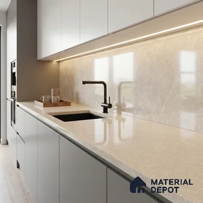 Belina Quartz QR 00325 Creston Helsinki Series 10.5 ft x 5.35 ft Quartz - 20 mm | 10 Years and Replacement Warranty | Suitable for Kitchen, Restaurant, Counter Tops, Dining, Reception, office