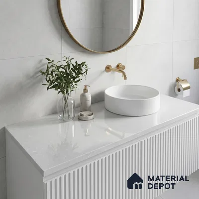 Belina Quartz QR 00328 Aqua Drift White Helsinki Series 10.5 ft x 5.35 ft Quartz - 20 mm | 10 Years and Replacement Warranty | Suitable for Kitchen, Restaurant, Counter Tops, Dining, Reception, office