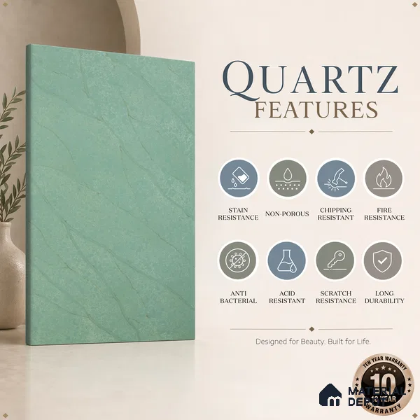 Belina Quartz QR 00329 Vera Fiora Helsinki Series 10.5 ft x 5.35 ft Quartz - 20 mm | 10 Years and Replacement Warranty | Suitable for Kitchen, Restaurant, Counter Tops, Dining, Reception, office