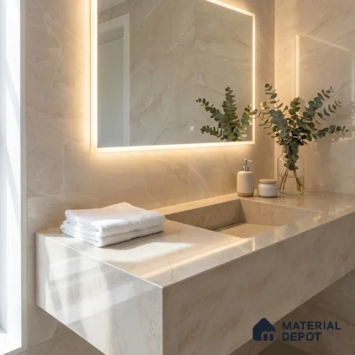 Belina Quartz QR 00330 Celestia Royale Gold Helsinki Series 10.5 ft x 5.35 ft Quartz - 20 mm | 10 Years and Replacement Warranty | Suitable for Kitchen, Restaurant, Counter Tops, Dining, Reception, office