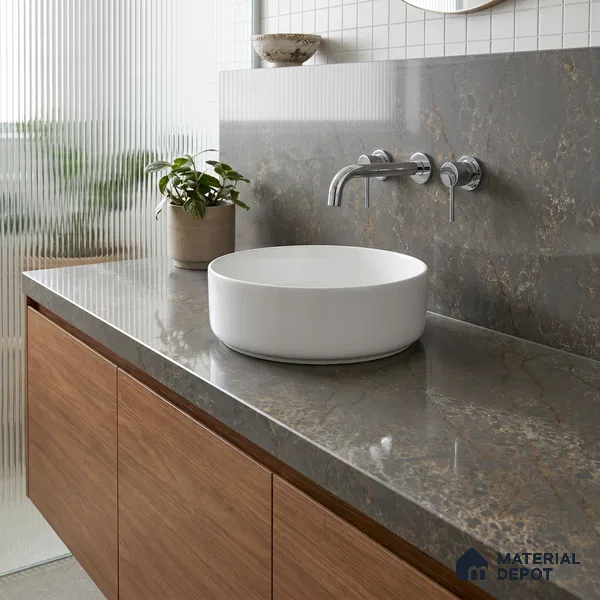 Belina Quartz QR 00331 Eclipse Golden Shadow Helsinki Series 10.5 ft x 5.35 ft Quartz - 20 mm | 10 Years and Replacement Warranty | Suitable for Kitchen, Restaurant, Counter Tops, Dining, Reception, office