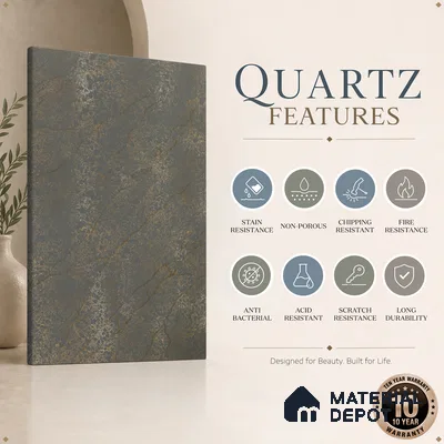 Belina Quartz QR 00331 Eclipse Golden Shadow Helsinki Series 10.5 ft x 5.35 ft Quartz - 20 mm | 10 Years and Replacement Warranty | Suitable for Kitchen, Restaurant, Counter Tops, Dining, Reception, office
