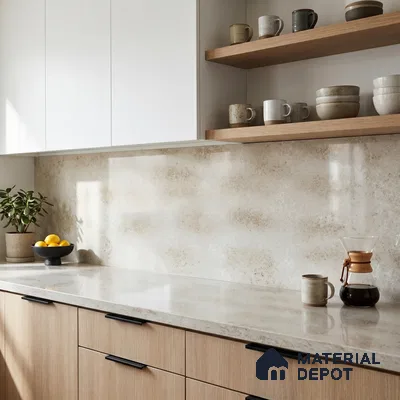 Belina Quartz QR 00332 Auric Imperial Gold Helsinki Series 10.5 ft x 5.35 ft Quartz - 20 mm | 10 Years and Replacement Warranty | Suitable for Kitchen, Restaurant, Counter Tops, Dining, Reception, office